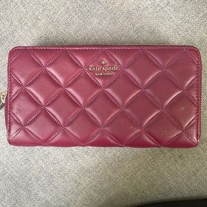 NWT Kate Spade Large Burgundy Quilted Wallet